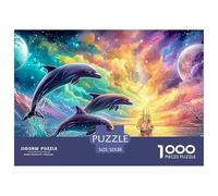 Cute Dolphin Jigsaw Puzzles for Adults Educational Game The Impossible Challenge 1000 Piece Difficult Hard Jigsaw Puzzles for Man And Woman with Letters on Back 52x38cm/1000pcs
