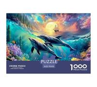 Cute Dolphin Jigsaw Puzzles for Adults Educational Game The Impossible Challenge 1000 Piece Difficult Hard Jigsaw Puzzles for Man And Woman with Letters on Back 70x50cm/1000pcs