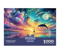 Cute Dolphin Jigsaw Puzzles for Adults Educational Game The Impossible Challenge 1000 Pieces Difficult Hard Jigsaw Puzzles for Man And Woman with Letters on Back 70x50cm/1000pcs
