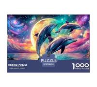 Cute Dolphin Jigsaw Puzzles for Adults Educational Game The Impossible Challenge 1000 Pieces Difficult Hard Jigsaw Puzzles for Man And Woman with Letters on Back 38x26cm/1000pcs