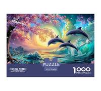 Cute Dolphin Jigsaw Puzzles for Adults Educational Game The Impossible Challenge 1000 Pieces Difficult Hard Jigsaw Puzzles for Man And Woman with Letters on Back 70x50cm/1000pcs