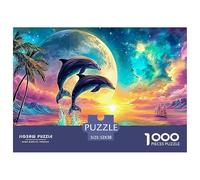 Cute Dolphin Jigsaw Puzzles for Adults The Impossible Challenge 1000 Piece Difficult Hard Jigsaw Puzzles for Man And Woman with Letters on Back 52x38cm/1000pcs