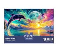 Cute Dolphin Jigsaw Puzzles for Adults The Impossible Challenge 1000 Piece Difficult Hard Jigsaw Puzzles for Man And Woman with Letters on Back 38x26cm/1000pcs