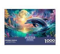Cute Dolphin Jigsaw Puzzles for Adults The Impossible Challenge 1000 Pieces Difficult Hard Jigsaw Puzzles for Man And Woman with Letters on Back 38x26cm/1000pcs