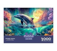 Cute Dolphin Jigsaw Puzzles for Adults The Impossible Challenge 1000 Pieces Difficult Hard Jigsaw Puzzles for Man And Woman with Letters on Back 52x38cm/1000pcs