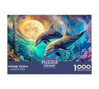 Cute Dolphin Jigsaw Puzzles for Adults The Impossible Challenge 1000 Pieces Difficult Hard Jigsaw Puzzles for Man And Woman with Letters on Back 38x26cm/1000pcs
