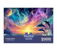 Cute Dolphin Jigsaw Puzzles for Adults The Impossible Challenge 1000 Pieces Difficult Hard Jigsaw Puzzles for Man And Woman with Letters on Back 52x38cm/1000pcs