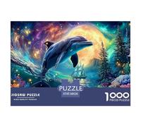 Cute Dolphin Jigsaws for Adults Challenging Puzzle Games The Impossible Challenge 1000 Piece Difficult Hard Jigsaw Puzzles for Man And Woman with Letters on Back 38x26cm/1000pcs