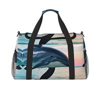 cute Dolphin jumping Hand Travel Bag - Large Reusable Shopping Tote Bag, Perfect for Outdoor Activities, Sports, Camping & Groceries, Black, One Size