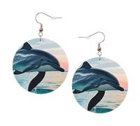 Cute Dolphin Jumping Leather Round Earrings Daily Accessories Working At Work Women'S Fashion