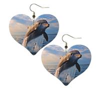 Cute dolphin Leather Earrings for Women Heart Earrings Lightweight Dangle Drop Earrings Cute Jewelry Gift, One Size, No Gemstone