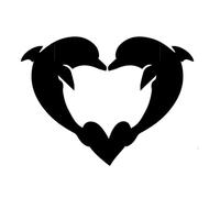 Cute Dolphin Love Heart Silhouette Sticker - Waterproof Decal - Use on Car's, Laptops, Mirrors, Water Bottles, Scrapbooking, Fun Animal Gifts (1, 8cm x 6cm (3.1" x 2.4"))