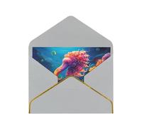 Cute Dolphin Luxury Pearl Paper Greeting Card With Gold Border, Blank Inside, With Envelope - Birthday, Wedding, Christmas, Valentine