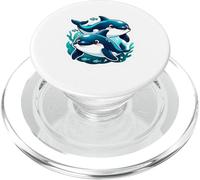Cute Dolphin Pair Underwater Illustration PopSockets PopGrip for MagSafe