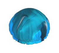 Cute dolphin Print Shower Cap - Double Layer Breathable, Adjustable Elastic Strap, Durable Hotel Travel Essentials
