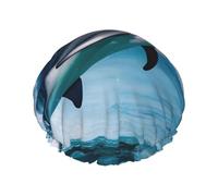 cute Dolphin Print Shower Cap, Shower Cap for Women Reusable, Waterproof Bath Cap,Quick Drying Bath Hair Cap