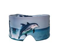 Cute Dolphin Print Sleep Eye and Ear Muffs Mask - Adjustable Yoga Travel Headband, Keep Warm Shading Comfortable Aid