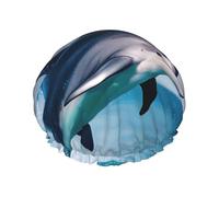 cute Dolphin Print Soft Shower Cap for Women Men Reusable hat Lightweight hat and Bath Hair Cap