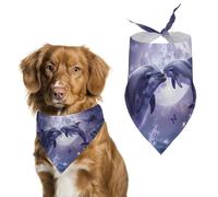 Cute Dolphin Purple Flower Print Dog Bandana Adjustable Pet Scarf Bib Cute Triangle Handkerchief for Dogs Cats Gifts