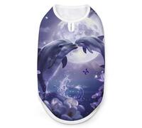 Cute Dolphin Purple Flower Print Dog Shirts Pullover Pet Vest T-shirts for Small Medium Dogs & Cats