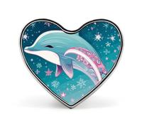 Cute Dolphin Snowflake Heart Shape Lapel Pin Personalized Pinback Button Badges Retro Punk Button Pin Kawaii Heart Badges for Men Women Clothes Bags Hats & Gift