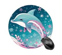 Cute Dolphin Snowflake Mouse Pad Premium Texture Mousepad with Non-Slip Rubber Base 7.8" X 7.8" Large Gaming Mouse Mat Wireless Mouse Desk Accessories