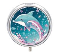 Cute Dolphin Snowflake Pill Box, 3 Compartment Small Pill Case Waterproof Travel Pill Organizer for Pocket Or Purse Portable Mini Medicine Tablet Vitamin Holder Pill Case
