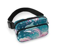 Cute Dolphin Snowflake Printed Fanny Pack Fanny Packs for Women Men,Crossbody Bag Large Chest Bag with Adjustable Strap for Outdoors Workout Traveling Casual Running, Cute Dolphin Snowflake, 20x13cm