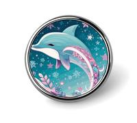 Cute Dolphin Snowflake Round Badge Cute Brooch Hats Jackets Decor Personalized Lapel Pin Clothing Jewelry Accessories for Wedding Party Gift