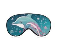 Cute Dolphin Snowflake Sleep Mask for Women Men Side Sleeper Eye Cover with Adjustable Strap Soft Breathable Blackout Mask Slip-Free Deep Sleeping Travel Essentials