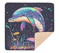 Cute Dolphin Soft Thick Baby Play Mat for Indoor Outdoor Non-Toxic Playroom Activity Mat for Baby Toddler Infant, 50'' x 50''