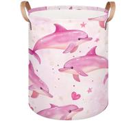 Cute Dolphin Starfish Love Heart Laundry Hamper with Handles, Waterproof Oxford Fabric Clothes Basket Large Collapsible Dirty Clothes Organizer for Bathroom Bedroom Closet Nursery
