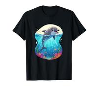 Cute Dolphin Underwater World Colorful Coral Reef T-Shirt