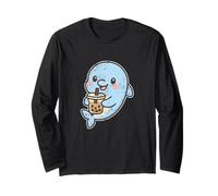 Cute Dolphin with Bubble Tea Long Sleeve T-Shirt