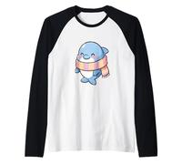 Cute Dolphin with Scarf Raglan Baseball Tee