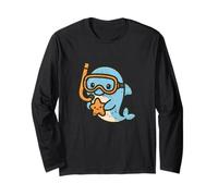 Cute Dolphin with Snorkel and Starfish Long Sleeve T-Shirt