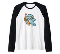 Cute Dolphin with Snorkel and Starfish Raglan Baseball Tee