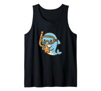 Cute Dolphin with Snorkel and Starfish Tank Top