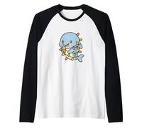 Cute Dolphin with String Lights Raglan Baseball Tee
