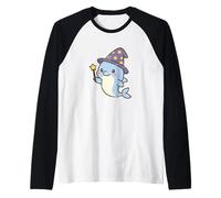 Cute Dolphin Wizard Magic Wand Raglan Baseball Tee