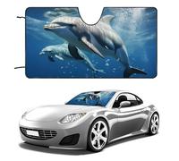 Cute Dolphins Car Windshield Sun Shade Keep Car Interior Cool 55"x30" Folding Front Window Sun Shade, Heat Shield for SUV, Truck, Blocks UV