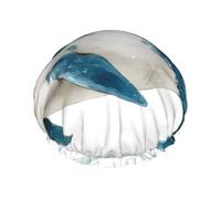 Cute Dolphins Double Layer Shower Cap for Women Waterproof and Durable Protects Hair During Bath, Beauty