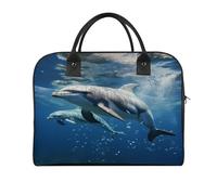 Cute Dolphins Laptop Tote Bag Casual Travel Handbag Multi Pocket Shoulder Bags for Work Travel