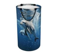 Cute Dolphins Laundry Hamper Large Laundry Basket Freestanding Dirty Clothes Basket Laundry Bag Collapsible Washing Bin Portable Clothes Hamper with Handles for Daily Use