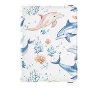 Cute Dolphins Passport and Vaccine Card Holder Combo Passport Case Travel Documents Wallet Passport Cover with RFID Blocking for Women and Men Waterproof