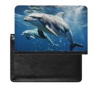 Cute Dolphins Passport Holder for Men, PU Leather Passport Cover with Card Slot, Waterproof Passport Protector for Travel, Wallet Protector Case for Women