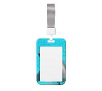 Cute Dolphins Print Id Badge Holder Sliding Card Holder Vertical Card Protector Cover Case Teacher Lanyard for Office Women Men