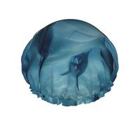 cute Dolphins Printed Double-Layer Waterproof Shower Cap - Reusable Spa & Face Mask Bathing Hat for Travel, Home Care & Beauty Routine