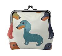 cute Dolphins Prints Coin Purses with Kiss-lock, PU Leather Mini Pouch Change Wallet for Men Women, Cute Dachshound Dogs, One Size, Fashion