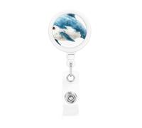 Cute Dolphins Retractable Badge Holder is Durable Sturdy Comes with A Lanyard for Office Hospital Staff Wearing